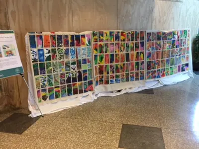 Community Canvas, finished panels on display at City Hall