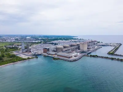 aerial view of the nuclear station on the water