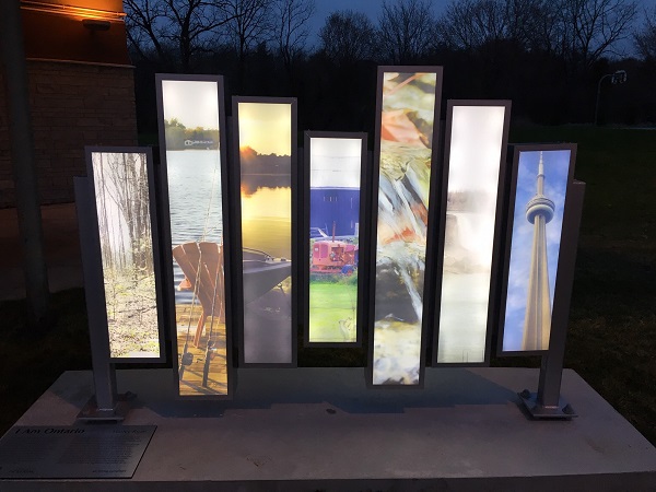 The installation “I am Ontario” by Hailey Ryan located at George Ashe Library and Community Centre – North Entrance, Pickering.